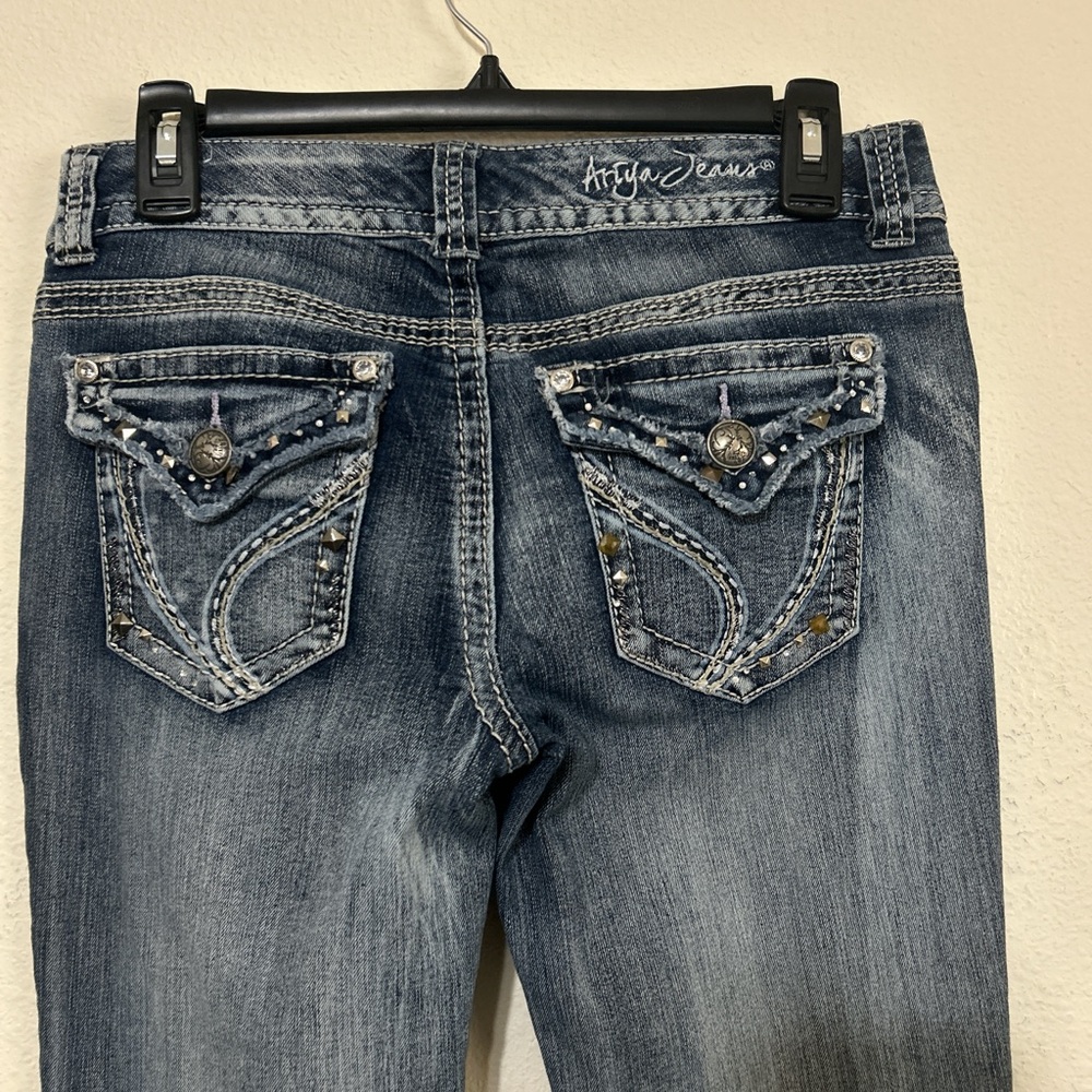 Y2K Low Rise Ariya Bootcut Jeans w/ Rhinestone Studded Pockets | Size 7/8 Reg - Picture 4 of 7